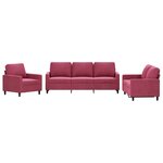 vidaXL Ensemble de canapés 3 Pièces avec coussins Rouge bordeaux Velours