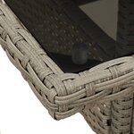 vidaXL Table de jardin avec dessus en verre gris clair résine tressée