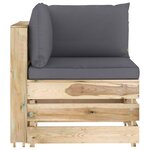 vidaXL Salon de jardin 5 Pièces avec coussins Bois imprégné de vert