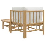 vidaXL Salon de jardin 2 Pièces avec coussins blanc crème bambou