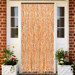 vidaXL Rideau anti-mouches ocre et blanc 56x200 cm chenille