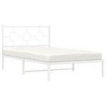vidaXL Cadre de lit métal avec tête de lit/pied de lit blanc 107x203cm