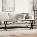 vidaXL Table basse cadre en X 160x40x45 5 cm bois de pin massif fonte