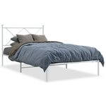 vidaXL Cadre de lit métal avec tête de lit blanc 107x203 cm