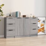 vidaXL Buffets 3 Pièces Sonoma gris Bois d'ingénierie