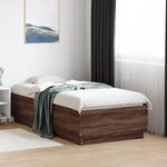 vidaXL Cadre de lit avec lumières LED chêne marron 75x190 cm