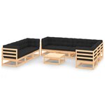 vidaXL Salon de jardin 10 Pièces avec coussins Bois de pin massif