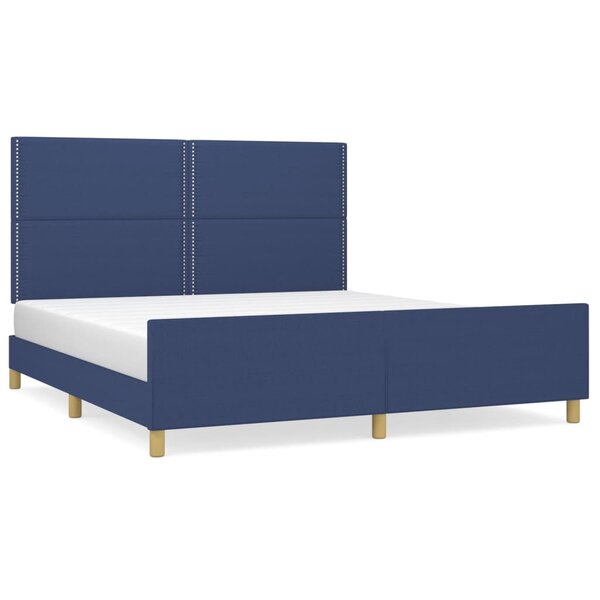vidaXL Cadre de lit avec tête de lit Bleu 160x200 cm Tissu