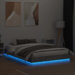 vidaXL Cadre de lit avec lumières LED gris béton 150x200 cm
