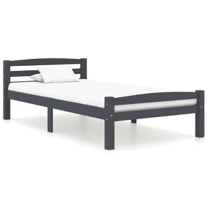 vidaXL Cadre de lit Gris foncé Bois de pin massif 100x200 cm
