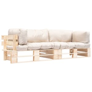 vidaXL Canapés de jardin palette 2 Pièces avec coussins sable Pinède