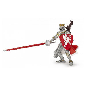 Figurine du Roi au Dragon Rouge - Chevalier en Armure d'Or et d'Argent
