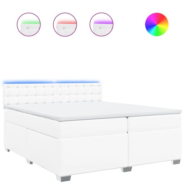 vidaXL Sommier à lattes de lit avec matelas Blanc 200x200cm Similicuir