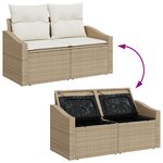 Ensemble de canapé de jardin 9 pièces avec coussins beige poly rotin acacia