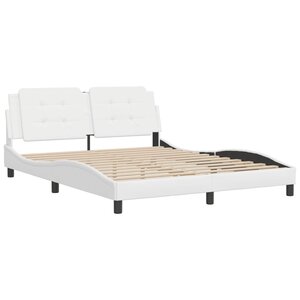 vidaXL Cadre de lit avec tête de lit Blanc 160x200 cm Similicuir