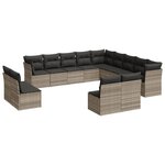 vidaXL Salon de jardin avec coussins 12 Pièces gris clair résine tressée