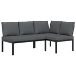 vidaXL Salon de jardin 2 Pièces avec coussins noir aluminium