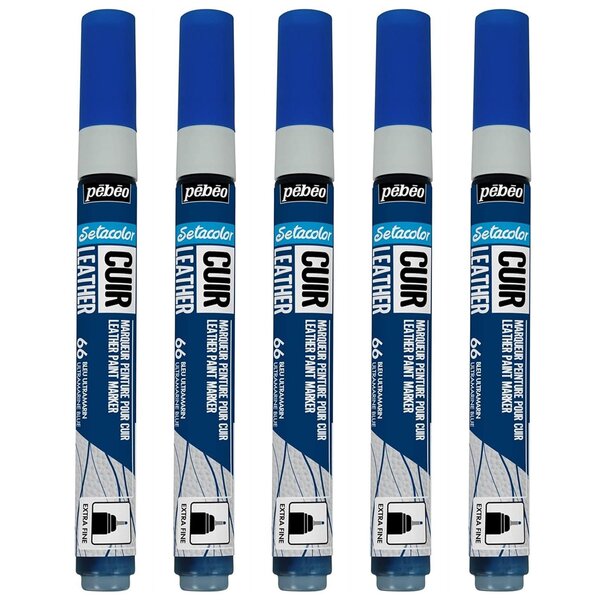 Marqueur Acrylique Setacolor Spécial Cuir Mat Satiné Extra Fine Bleu Ultramarin x 5 PÉBÉO