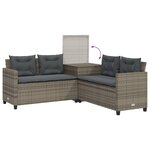 vidaXL Canapé de jardin avec table et coussins en forme de L gris