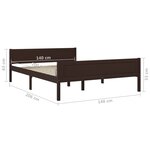 vidaXL Cadre de lit Bois de pin massif Marron foncé 140x200 cm