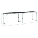 vidaXL Table pliable de camping Gris Aluminium 240x60 cm