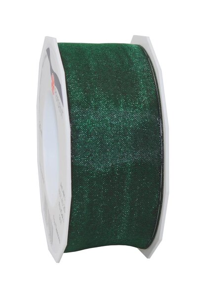 Organza four seasons 25-m-rouleau 40 mm  vert sapin laitonné