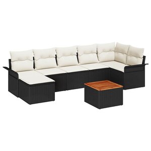 vidaXL Ensemble de canapé de jardin avec coussin 8 Pièces Noir et Crème