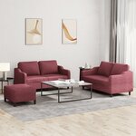 vidaXL Ensemble de canapés 3 Pièces avec coussins Rouge bordeaux Tissu
