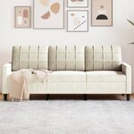 vidaXL Canapé à 3 places Crème 180 cm Velours