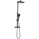 vidaXL Ensemble de douche à deux tête et mitigeur et tuyau laiton noir