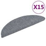 vidaXL Tapis d'escalier auto-adhésif 15 Pièces 56x17x3 cm Gris clair