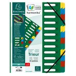 Trieur Harmonika® À Fenêtres Avec Élastiques Véritable Carte Lustrée 24 Compartiments - Vert - X 4 - Exacompta