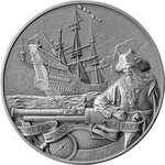 Pièce de monnaie en Argent 5 Dollars g 62.2 (2 oz) Millésime 2023 Captains of Fortune QUEEN ANNE S REVENGE