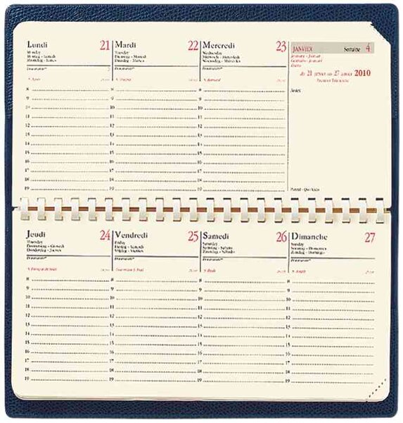 Agenda Planital Couv Plast Grainée noir 8,8 x 17 cm QUOVADIS