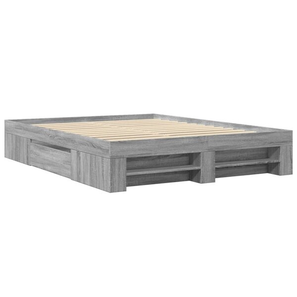 vidaXL Cadre de lit sonoma gris 160x200 cm bois d'ingénierie