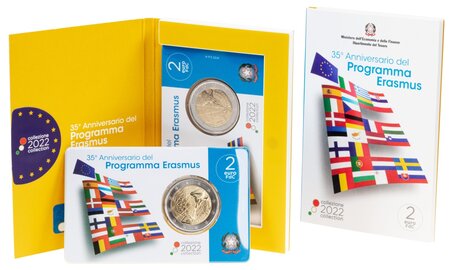 Pièce de monnaie 2 euro commémorative Italie 2022 BU – Programme Erasmus