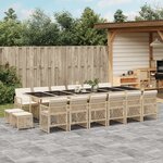 vidaXL Ensemble à manger de jardin et coussins 17 Pièces beige
