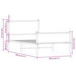 vidaXL Cadre de lit en métal sans matelas chêne fumé 100x190 cm