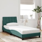 vidaXL Cadre de lit avec LED sans matelas vert foncé 90x190 cm velours