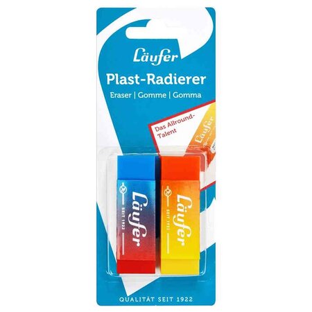 Gomme en plastique PLAST COLOR  carte blister de 2 LÄUFER