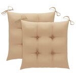 vidaXL Chaises de jardin avec coussins beige lot de 2 Bois teck massif