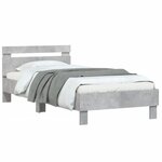 vidaXL Cadre de lit tête de lit et lumières LED gris béton 100x200 cm