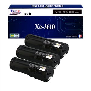 T3AZUR -3x Toners compatibles avec Xerox Phaser 3610 3610Vdn / WorkCentre 3615 3615Vdn (106R02722/ 106R02731/ 106R02720) - Noir