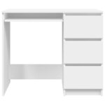 Bureau table poste de travail meuble d'ordinateur informatique étude 90 x 45 x 76 cm bois d’ingénierie blanc 02_0023528