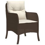 vidaXL Chaises de jardin avec coussins lot de 2 marron résine tressée