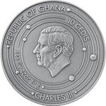 Pièce de monnaie en Argent 10 Cedis g 62.2 (2 oz) Millésime 2025 Solar System MOON