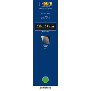 Bandes simple soudure 210 x 55 mm pour timbres-poste. Fond - Noir
