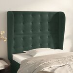 vidaXL Tête de lit avec oreilles Vert foncé 93x23x118/128 cm Velours