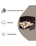 THIRARD - Range bûches noir pour intérieur et extérieur Bristol  acier  433x500mm