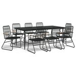 vidaXL Ensemble à manger de jardin 9 Pièces noir rotin PVC